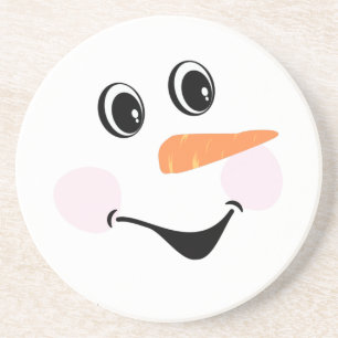 Modern Cute Custom Smiling Snowman face Coaster