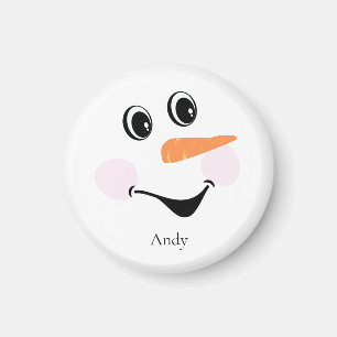 Modern Cute Custom Smiling Snowman face Magnet