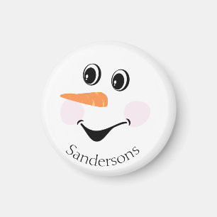 Modern Cute Custom Snowman face   Magnet