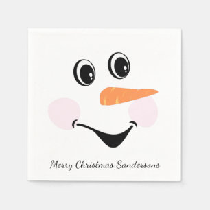 Modern Cute Custom Snowman Smiling face  Napkin