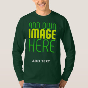 MODERN CUTE DEEP FOREST GREEN IMAGE TEXT TEMPLATE T-Shirt