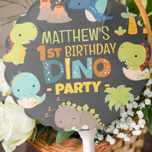 Modern Cute Dino Dinosaur Kid's Birthday Party Balloon