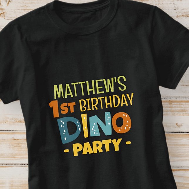 Modern Cute Dino Dinosaur Kid's Birthday Party T-Shirt (Creator Uploaded)