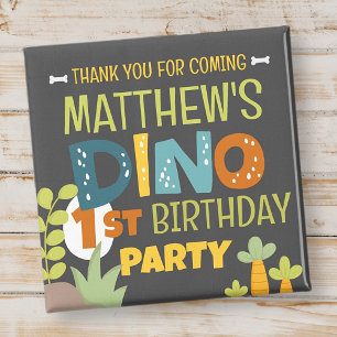 Modern Cute Dino Dinosaur Kid's Birthday Thank You Magnet