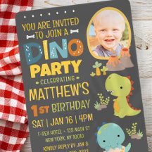 Modern Cute Dinosaur Dino Kid's Birthday Party