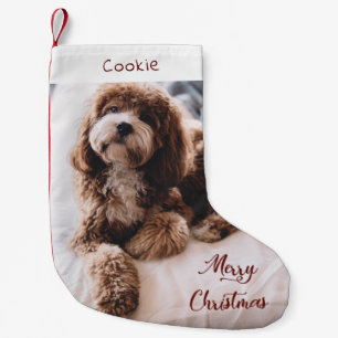 Modern Cute Dog Personalised Photo Small Christmas Stocking