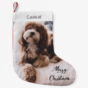 Modern Cute Dog Personalised Photo Small Christmas Stocking