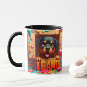 Modern Cute Dog Te Amo Valentines Day Mug