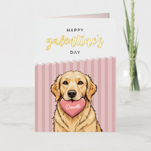 Modern Cute Dog with Heart Happy Galentine's Day Foil Greeting Card