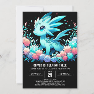 Modern Cute Dragon Birthday Invitation