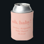 Modern Cute Dusty Peach Baby Shower Custom Name Can Cooler<br><div class="desc">Modern Cute Dusty Peach Baby Shower Custom Name Can Cooler</div>
