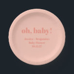 Modern Cute Dusty Peach Baby Shower Custom Name Paper Plate<br><div class="desc">Modern Cute Dusty Peach Baby Shower Custom Name Paper Plates</div>