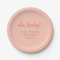 Modern Cute Dusty Peach Baby Shower Custom Name