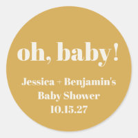 Modern Cute Dusty Yellow Baby Shower Custom Name