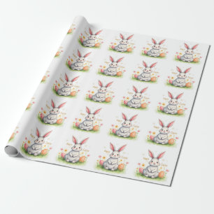Modern Cute Easter Bunny And Eggs Collection Wrapping Paper