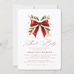 Modern Cute Elegant Santa Baby Baby Shower Invitation