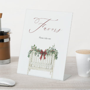 Modern Cute Elegant Santa Baby Baby Shower Pedestal Sign