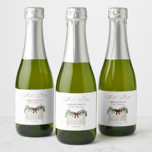 Modern Cute Elegant Santa Baby Baby Shower Sparkling Wine Label