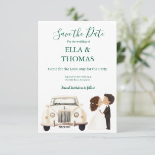 Modern Cute Emerald Green  Save The Date