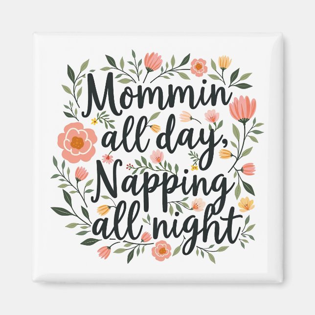 Modern Cute Floral Mama Gift Magnet (Front)