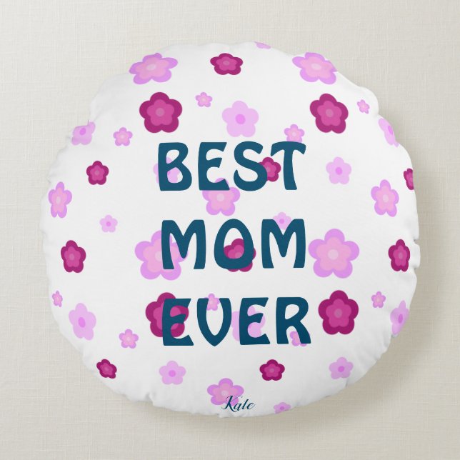 Modern cute flower pattern Mother's Day Gift Round Cushion (Front)