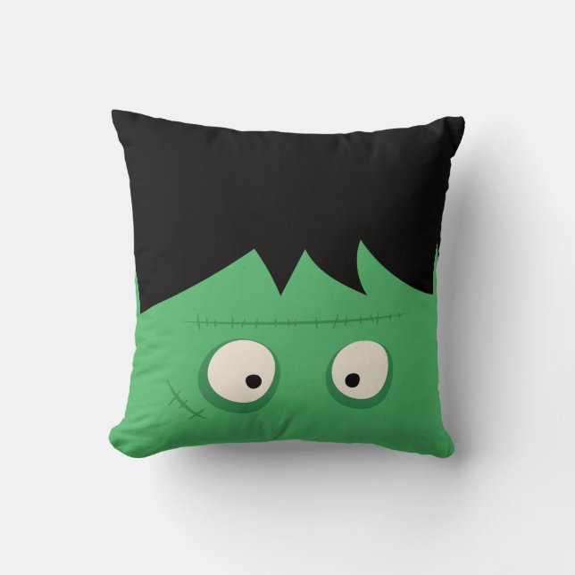 Modern Cute Frankenstein Monster Halloween Cushion (Front)