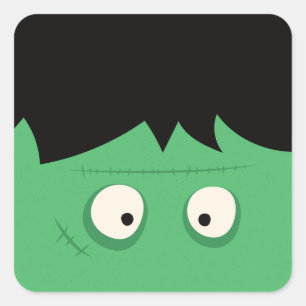 Modern Cute Frankenstein Monster Halloween Square Sticker