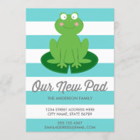 Modern Cute Frog Moving Announcement