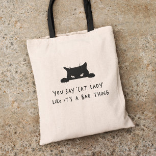 Modern Cute Fun Cat Lady Cat Mum Tote Bag