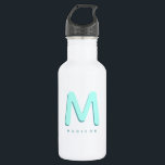 Modern Cute Fun Custom Name 3D Monogram 532 Ml Water Bottle<br><div class="desc">Cute monogrammed water bottle with your custom name as a shadow initial in turquoise and teal. Modern,  minimalist,  simple,  and fun,  this typography driven design makes for a cool personalised gift!</div>
