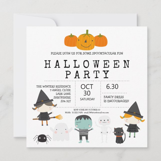 Modern cute fun family Halloween party  Invitation (Front)