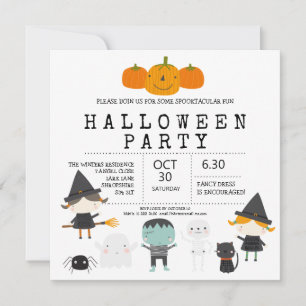 Modern cute fun family Halloween party Invitation