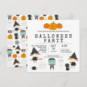 Modern cute fun family Halloween party  Invitation