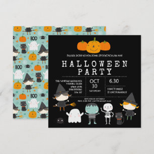 Modern cute fun family Halloween party  Invitation
