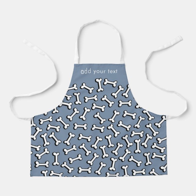 Modern Cute Funny Dog Bone Pattern Add Your Name Apron (Front)
