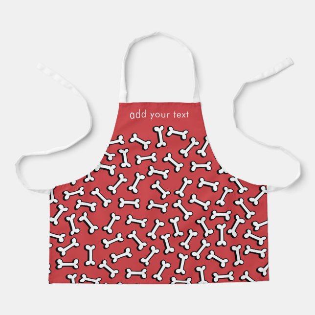 Modern Cute Funny Dog Bone Pattern Add Your Name Apron (Front)