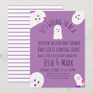 Modern Cute Ghost Ghoul Baby Shower Invitation