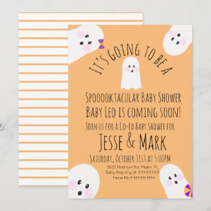 Modern Cute Ghost Ghoul Baby Shower Invitation