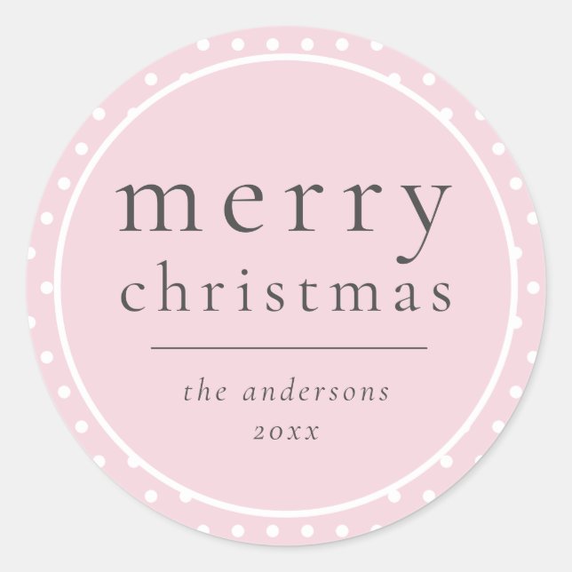 Modern Cute Girly Pink Christmas Classic Round Sticker (Front)