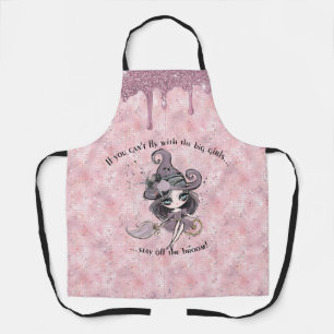 Modern Cute Girly Pink Sparkle Halloween Apron