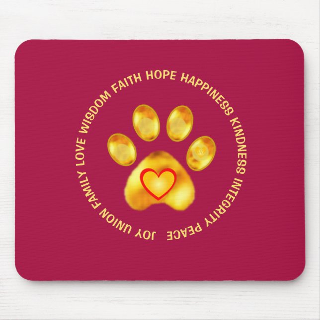 Modern Cute Golden Paw Mouse Mat (Front)