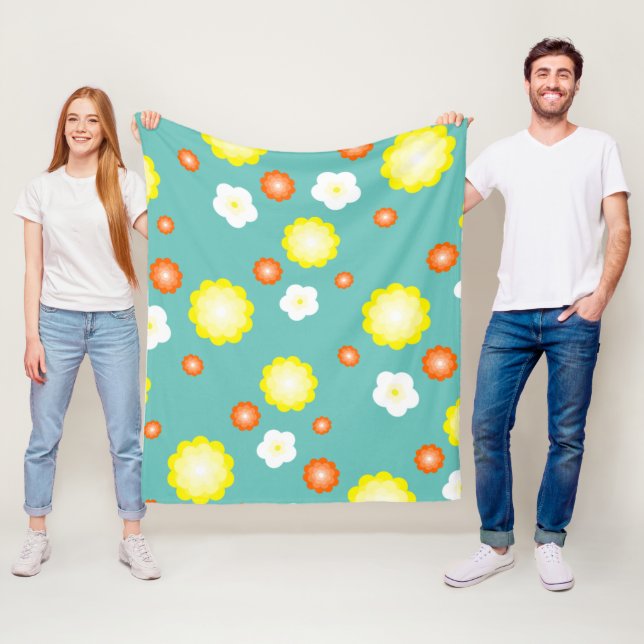Modern cute gradient Daisy flowers pattern girly Fleece Blanket (In Situ)