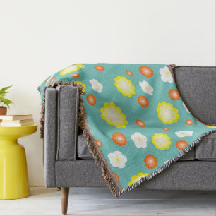 Modern cute gradient Daisy flowers pattern girly Throw Blanket