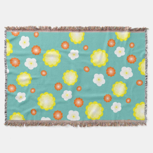 Modern cute gradient Daisy flowers pattern girly Throw Blanket (Front)