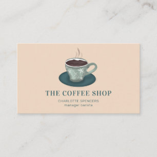 Modern cute green coffee shop cup illustration business card