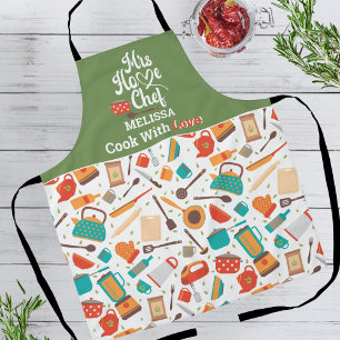 Modern Cute Green Kitchen Tools Cooking Utensils Apron