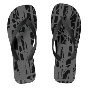 Modern Cute Grey & Black Flip Flops