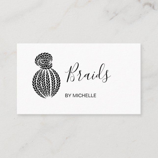 Modern Cute Hair Braider, hair Salon for Braids  Business Card (Front)
