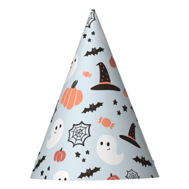 Modern Cute Halloween Blue Birthday Party Hat (Front)