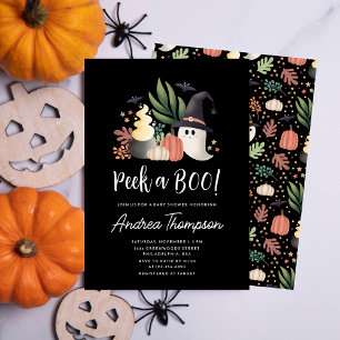 Modern Cute Halloween Peek a Boo Baby Shower Invitation